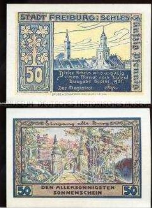 Freiburg in Schlesien, Notgeldserie , 50 Pfennig