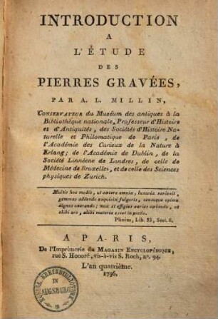 Introduction à l'étude des pierres gravées