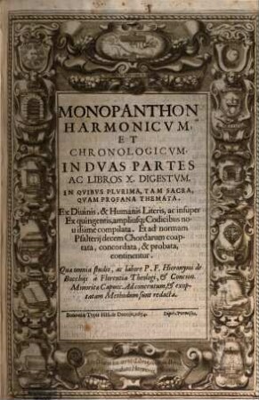 Monopanthon harmonicum et chronologicum