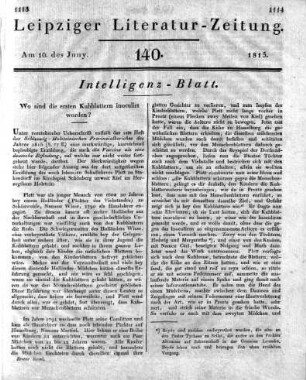 1815-06-10 : 140. Stück [Intelligenz-Blatt]
