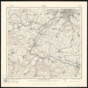 Meßtischblatt 142 : Plauen, 1915 : Plauen. - Aufgen. 1908, hrsg. 1910, einz. Nachtr. 1915. - 1:25000. - Leipzig, 1915. - 1 Kt.