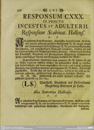 Responsum CXXX. In Puncto Incestus Et Adulterii
