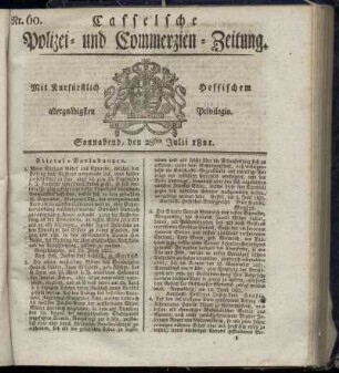 Nr. 60, Sonnabend den 28sten Julii. 1821