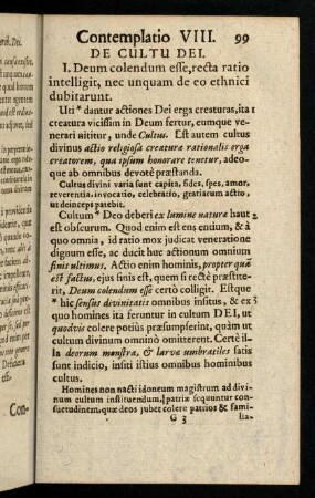 99-112, Contemplatio VIII. De Cultu Dei