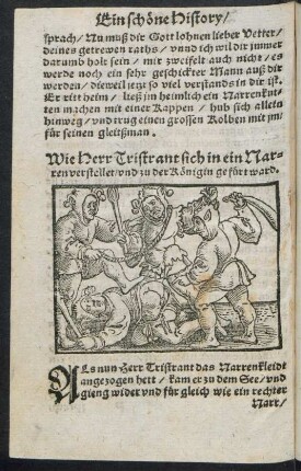 Wie Herr Tristrant sich in ein Narren verstellet/ und zu der Königin gefürt ward.