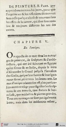 Chap. V. : De l’antique