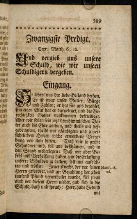 399-421, Zwanzigste Predigt