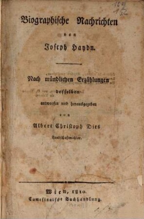Biographische Nachrichten von Joseph Haydn