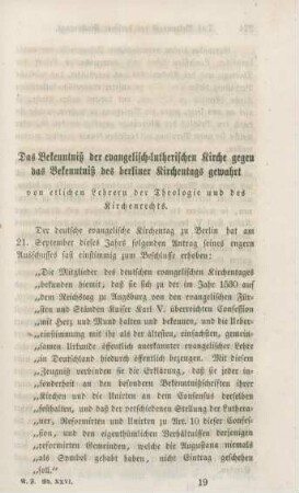273-279 Das Bekenntniß der evangelisch-lutherischen Kirche gegen das Bekenntniß des berliner Kirchentags gewahrt