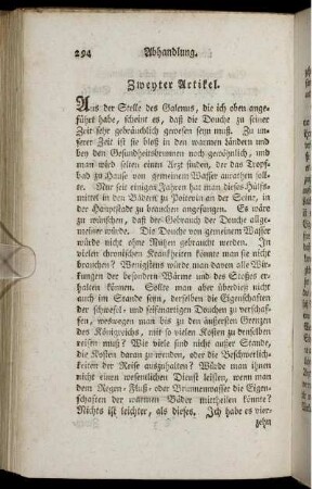 Zweyter Artickel. Von der Hausdouche.