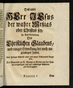 1267-1322, Daß unser Herr Jesus der wahre Messias oder Christus sey
