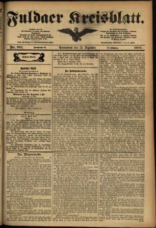 Erste Ausgabe vom Samstag, den 12. Dezember 1908.