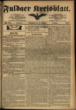 Erste Ausgabe vom Samstag, den 12. Dezember 1908.