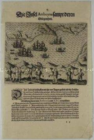 Die Insel Amboina und ihre Lage - Tafel 5 aus de Bry, India II