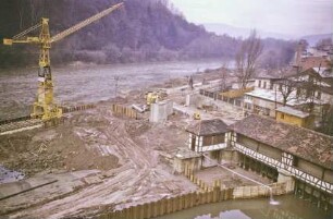 Bau der Staustufe Esslingen/Neckar