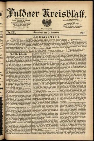 Erste Ausgabe vom Freitag, den 01. November 1901.