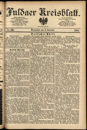 Erste Ausgabe vom Freitag, den 01. November 1901.