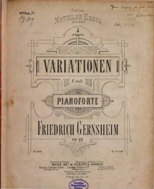 Variationen c Moll für Pianoforte : op. 22