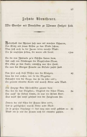 Zehnte Abentheure. Wie Gunther mit Brunhilden zu Wormes Hochzeit hielt.