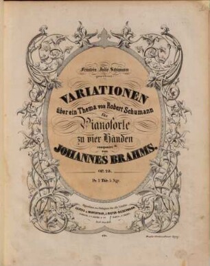 Variationen über ein Thema von Robert Schumann für Pianoforte zu vier Händen : op. 23