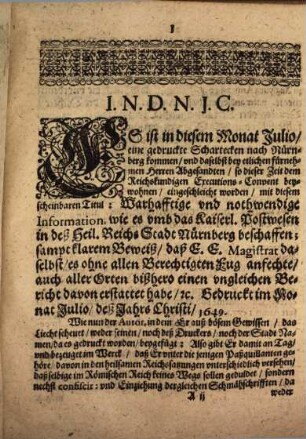 Eines Edlen Ehrnvesten Rahts deß Heil. Röm. Reichs Stadt Nürnberg gründliche Refutation, einer mit vielen Lästerungen angefüllten so genannten Information, wie es umb das Kaiserliche Postwesen in gedachter Stadt Nürnberg beschaffen