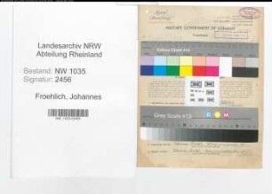 Entnazifizierung Johannes Froehlich , geb. 13.05.1897 (Bergwerksdirektor)