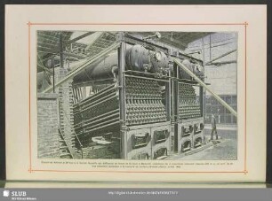 Chaudières Babcock & Wilcox à la Société Nouvelle des Raffineries de Sucre de St-Louis à Marseille, installation de 2 chaudières mesurant chacune 236 m. q. de surf. de ch. Une chaudière semblable à la Sucrerie de Laudun-L´Ardoise (Gard). Juillet 1893