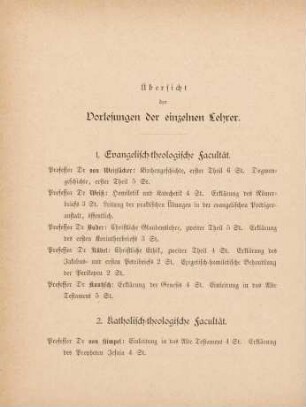 22-30, Übersicht der Vorlesungen der einzelnen Lehrer
