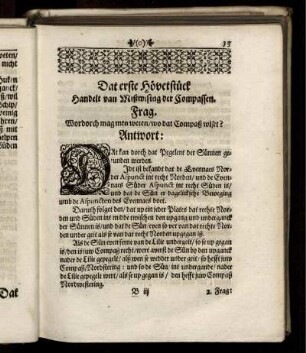 Dat erste Hövetstück Handelt van Mißwising der Compassen