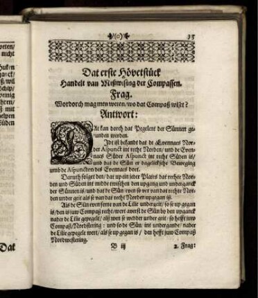 Dat erste Hövetstück Handelt van Mißwising der Compassen