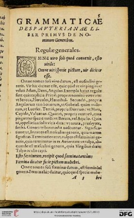 Liber Primus: De Nominum Generibus
