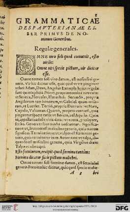 Liber Primus: De Nominum Generibus