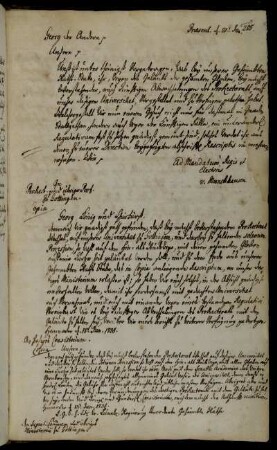 [Begleitschreiben]; Übersendung eines Regulativs zum Glockengeläut bei Feierlichkeiten [Anlage fehlt].