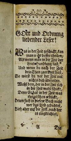 Gott und Ordnung liebender Leser!
