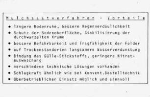 Mulchsaat-Verfahren - Vorteile
