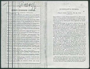Humboldt´s Cosmos: Henry G. Bohn´s Rejoinder, Feb. 28,1849, 2. Ex. als Kopie S. (1)-(8)