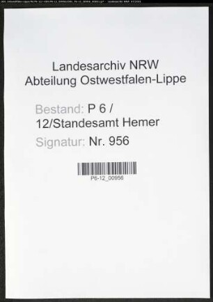 Heiratsregister Standesamt Hemer