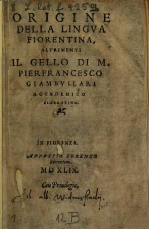 Origine della lingua Fiorentina