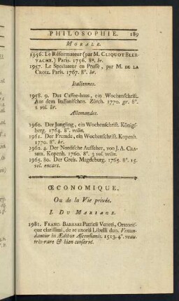 Economique, Ou de la Vie privée.