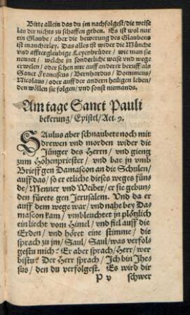 Am tage Sanct Pauli bekerung ...