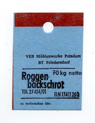 VEB Kombinat Getreidewirtschaft Potsdam BT Friedersdorf