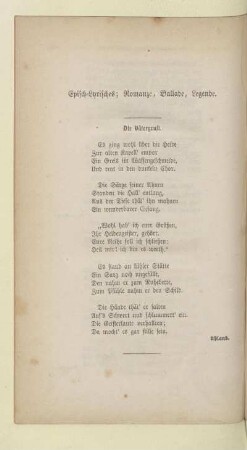 Episch-Lyrisches; Romanze, Ballade, Legende
