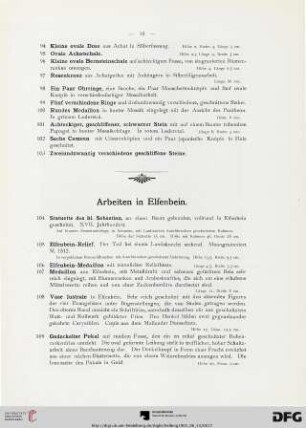 Arbeiten in Elfenbein (Nr. 104-119)