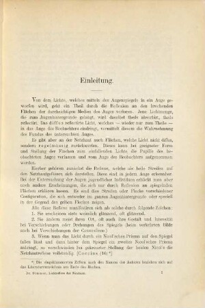 Die ophthalmoskopischen Lichtreflexe der Netzhaut : Nebst Beiträgen zur normalen Anatomie der Netzhaut. Mit 36 Abbildungen im Text und 1 Tafel