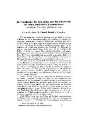 Zur Geschichte der Erziehung und des Unterrichts im Wittelsbachischen Regentenhause : (Kurpfälzische-, Neuburgische- u. Sulzbachische Linie)