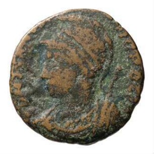 Münze, Follis, Aes 4, 336 n. Chr.