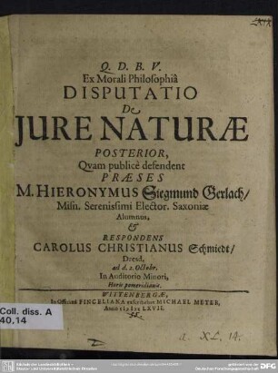 Disputatio de jure naturae ...