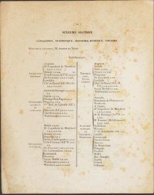 Sixieme Section. Géographie, Statistique, Économie Publique, Voyages.