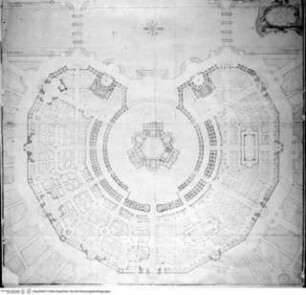Concorso Clementino 1705, Bauaufgabe Palast für drei Fürsten, Lageplan der Gesamtanlage
