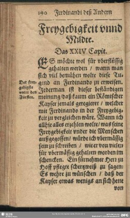 Freygebigkeit unnd Mildte. Das XXIV. Capittel
